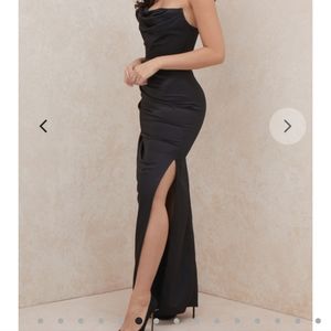 Adrienne black maxi corset dress